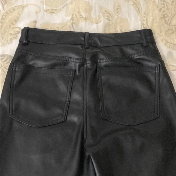 NWOT Dynamite Justina Straight Leg Black Faux Leather Pants - Picture 4 of 13